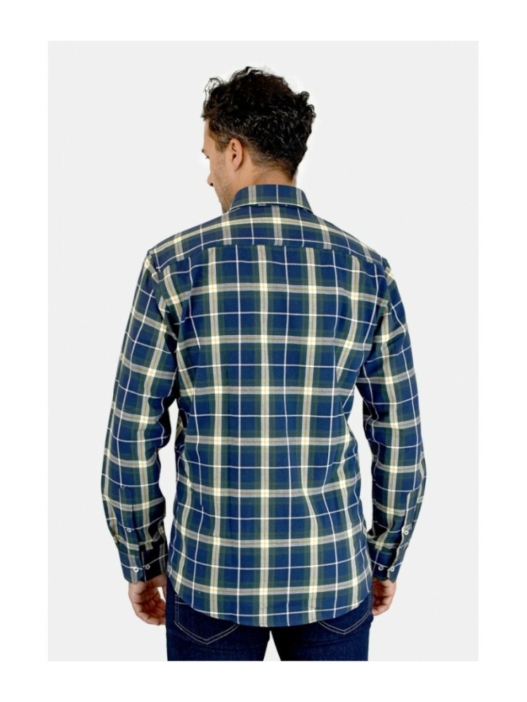 CAMISA CUADROS AZUL/VERDE CON BOLSO