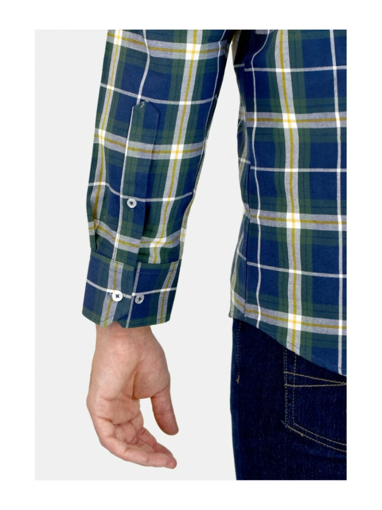 CAMISA CUADROS AZUL/VERDE CON BOLSO