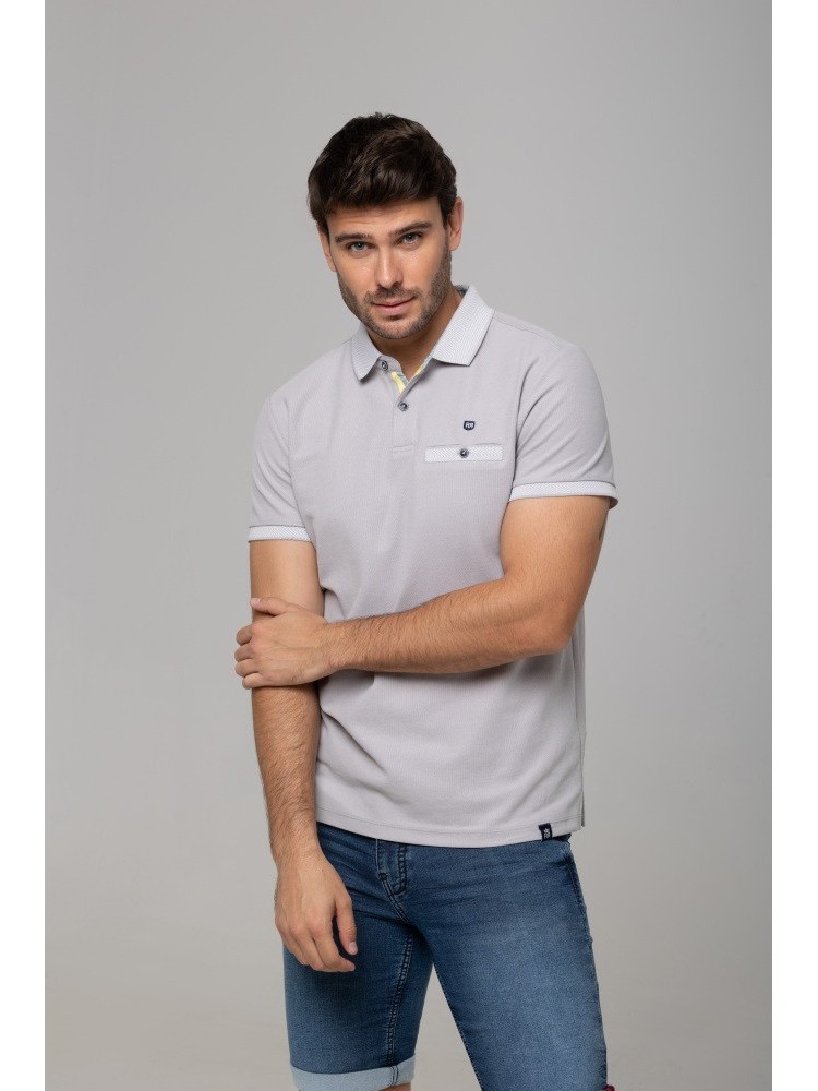 POLO MANGA CORTA "ORION" GRIS CLARO