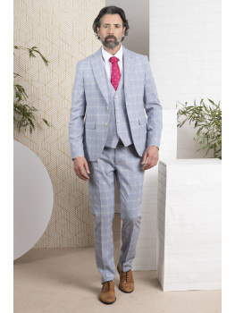 TRAJE CUADROS CELESTE