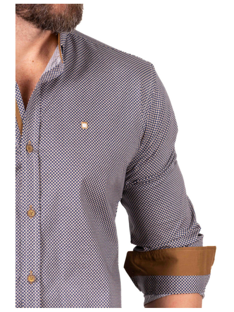 CAMISA SLIM MARINO CONTRASTES CAMEL