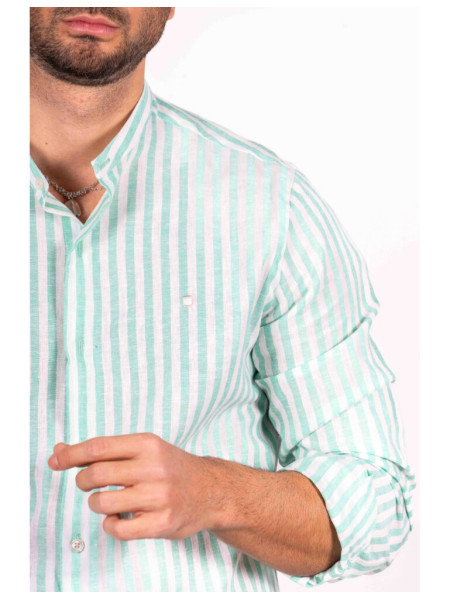 CAMISA CUELLO MAO RAYAS VERDE