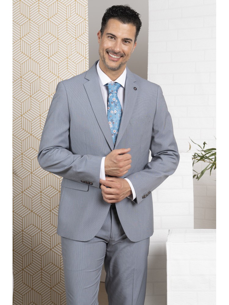 TRAJE SLIM CUADRILLE AZUL/GRIS