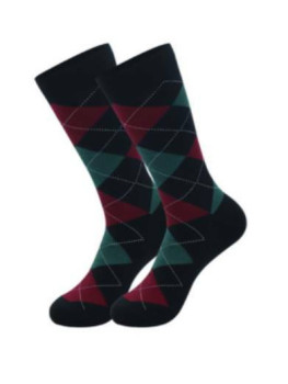 CALCETIN ROMBOS GRANATES-VERDES