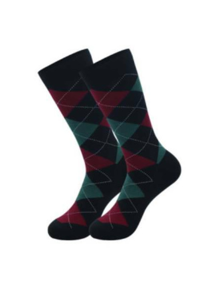 CALCETIN ROMBOS GRANATES-VERDES