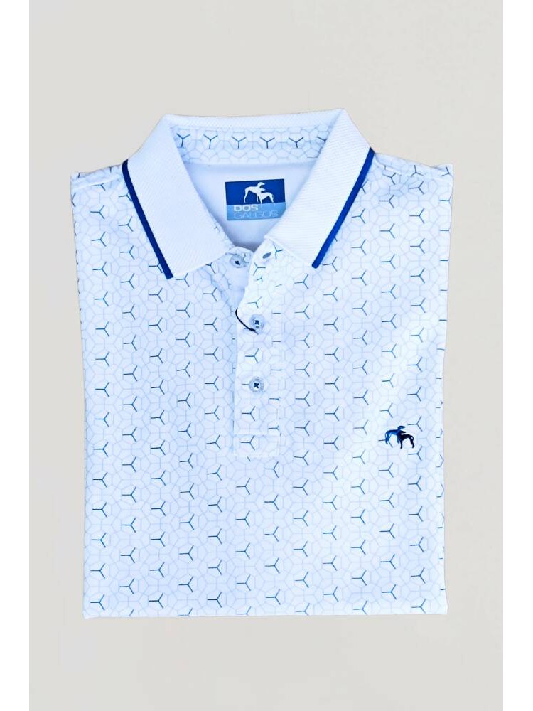 POLO BLANCO ESTAMPADO GEOMETRICO