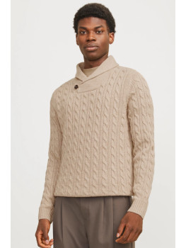 JERSEY BEIGE CUELLO SOLAPA CON BOTON 2