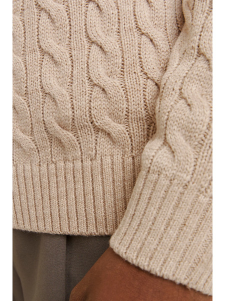 JERSEY BEIGE CUELLO SOLAPA CON BOTON