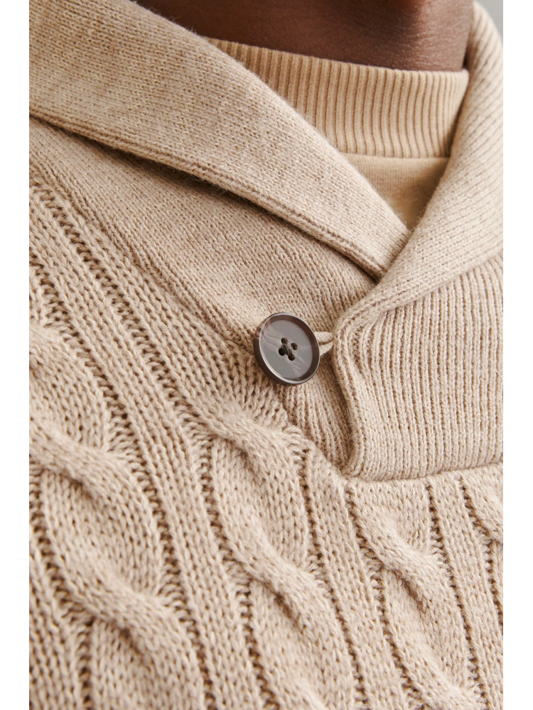 JERSEY BEIGE CUELLO SOLAPA CON BOTON