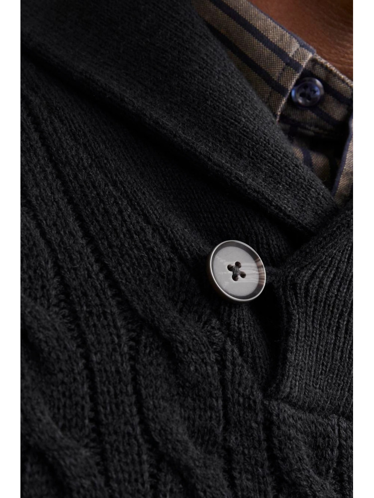 JERSEY NEGRO CUELLO SOLAPA CON BOTON