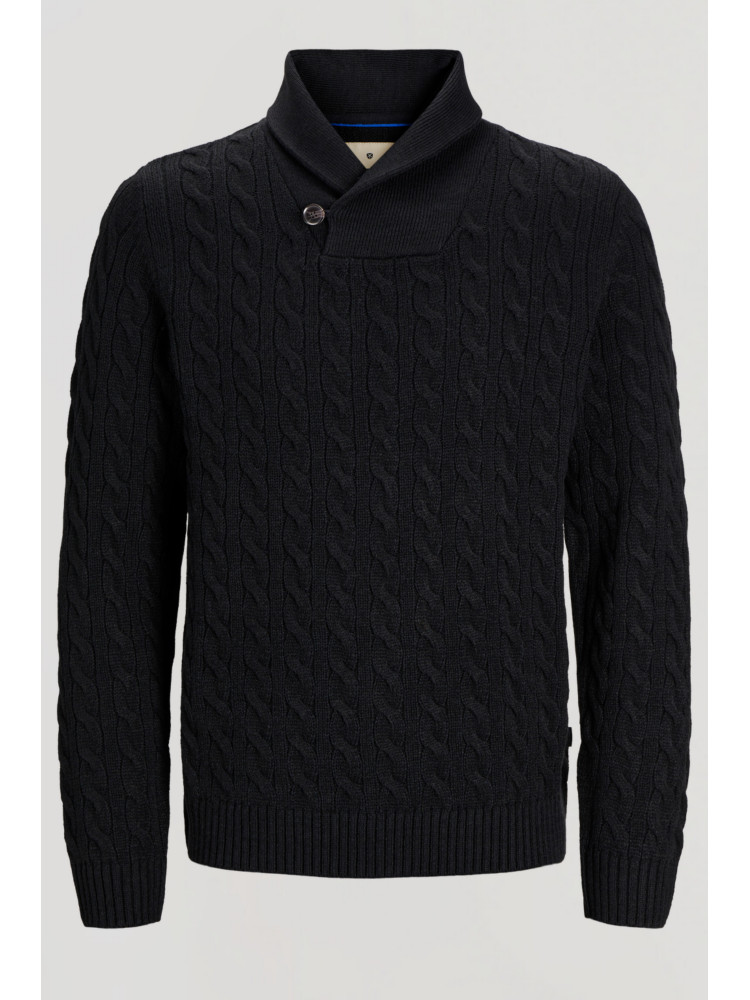 JERSEY NEGRO CUELLO SOLAPA CON BOTON