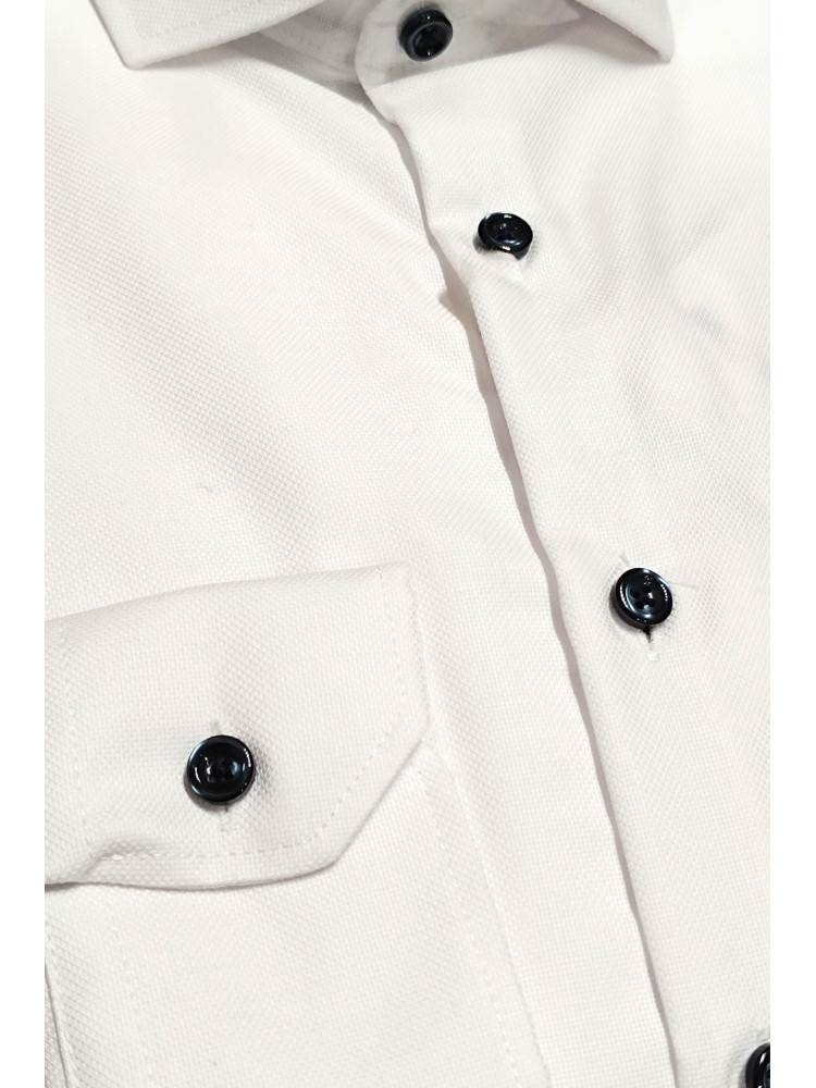 CAMISA VESTIR BLANCA BOTONES AZUL