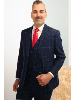 TRAJE 3 PIEZAS AZUL CON CUADRO VENTANA