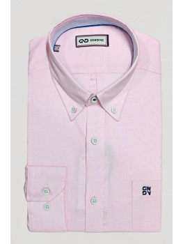 CAMISA ROSA FALSO LISO CON BOLSO