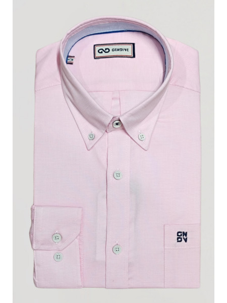CAMISA ROSA FALSO LISO CON BOLSO