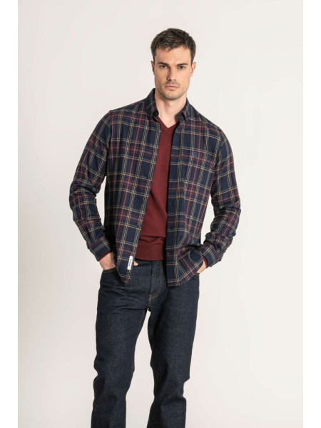 CAMISA MARINO CUADRO TRICOLOR