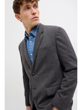 AMERICANA GRIS PUNTO ELASTICO SLIM FIT