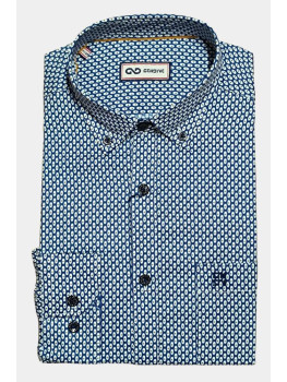 CAMISA AZUL DIBUJO BLANCO