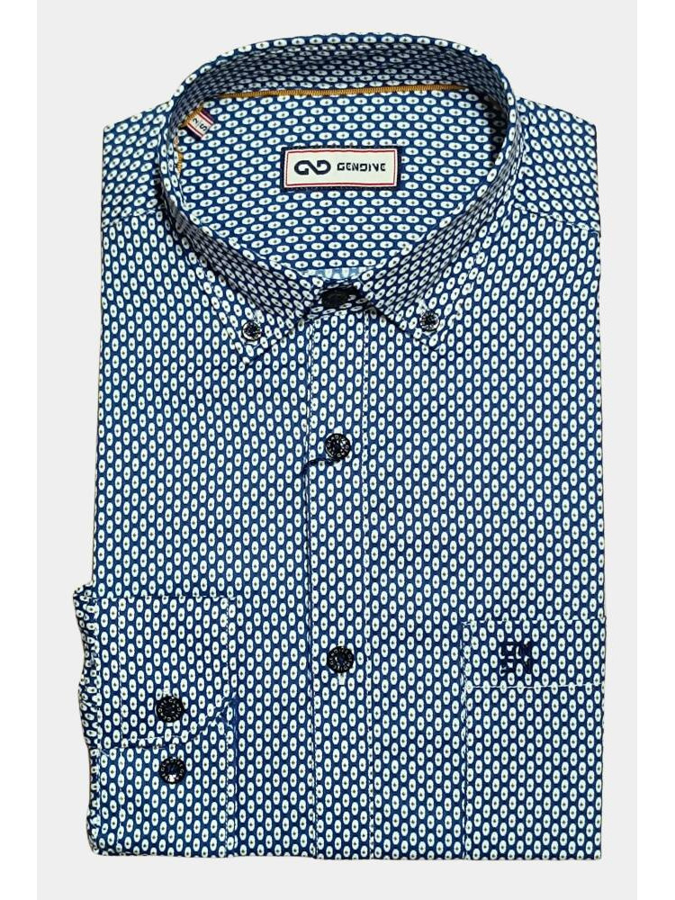 CAMISA AZUL DIBUJO BLANCO