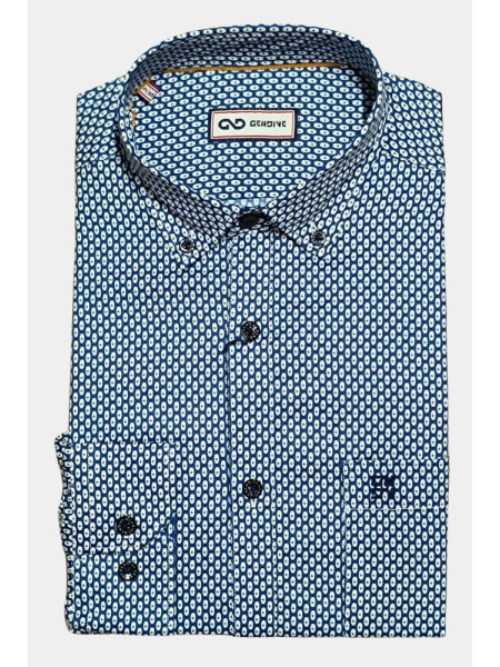 CAMISA AZUL DIBUJO BLANCO