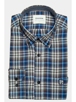 CAMISA CUADROS AZUL-MARRON 2