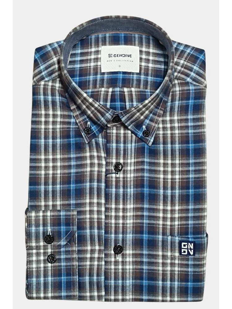 CAMISA CUADROS AZUL-MARRON