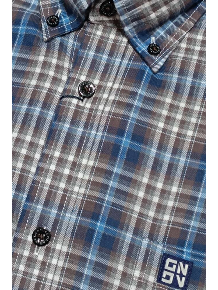 CAMISA CUADROS AZUL-MARRON