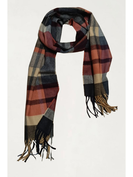 BUFANDA CUADROS TEJA