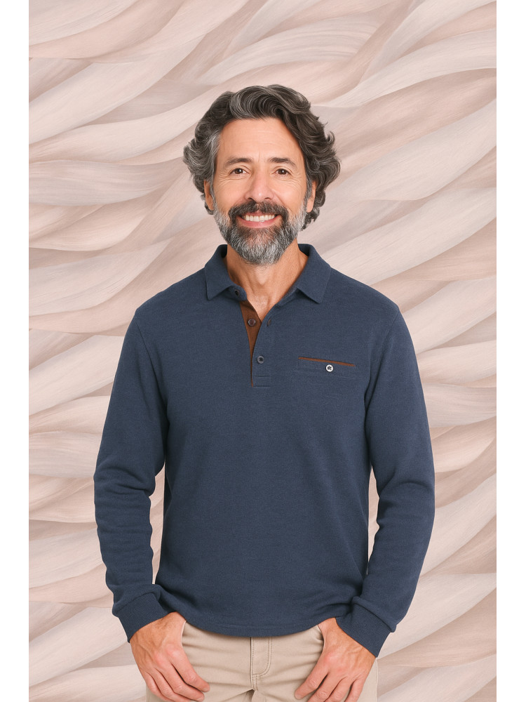 POLO MANGA LARGA MARINO