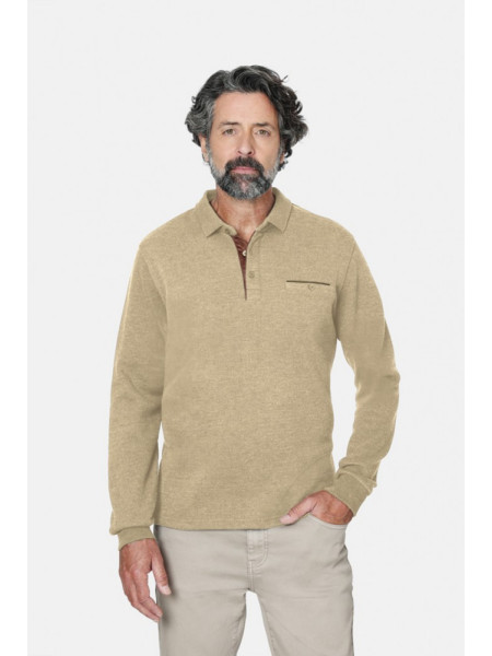 POLO MANGA LARGA BEIGE