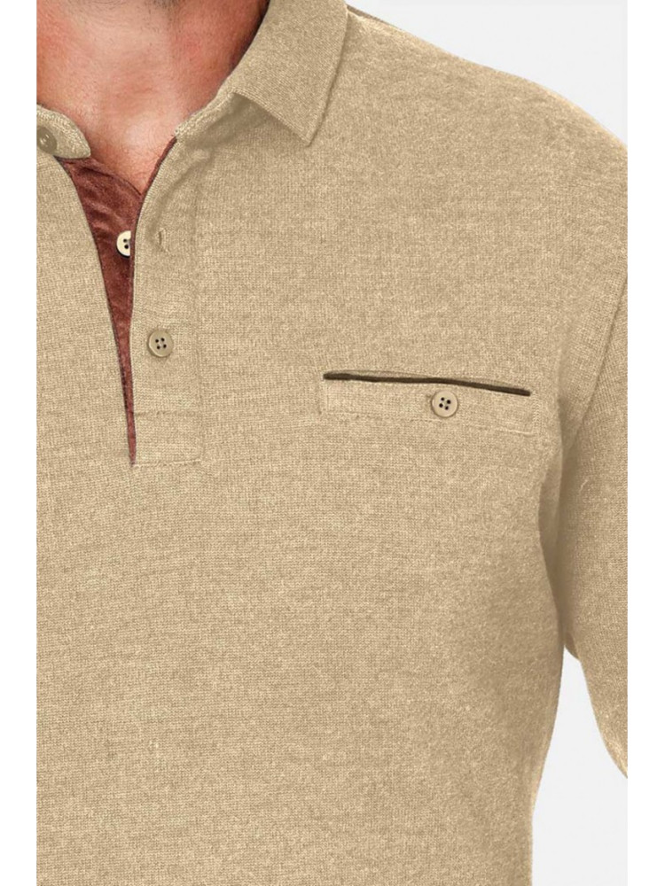 POLO MANGA LARGA BEIGE