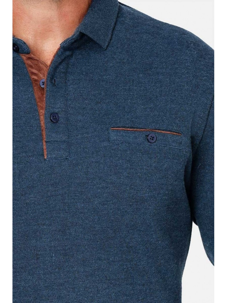 POLO MANGA LARGA MARINO