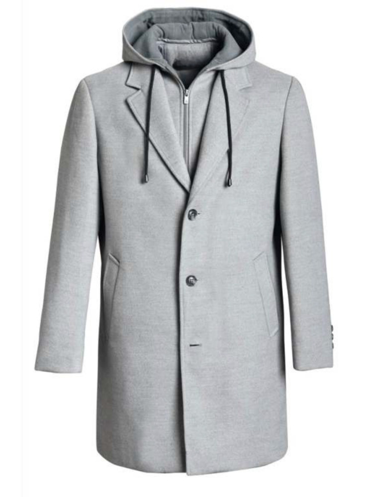 ABRIGOS GRIS PECHERA Y CAPUCHA