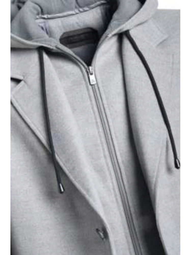 ABRIGOS GRIS PECHERA Y CAPUCHA