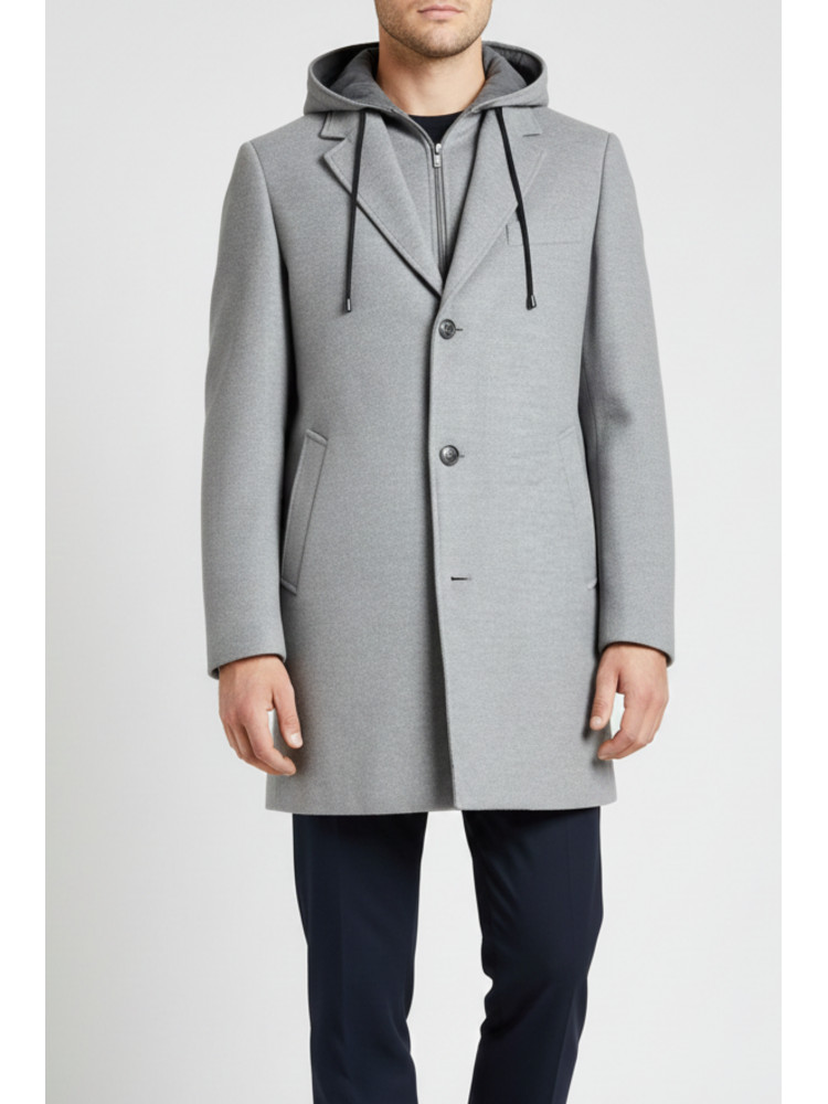 ABRIGOS GRIS PECHERA Y CAPUCHA