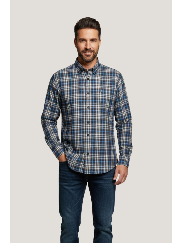 CAMISA CUADROS AZUL-MARRON