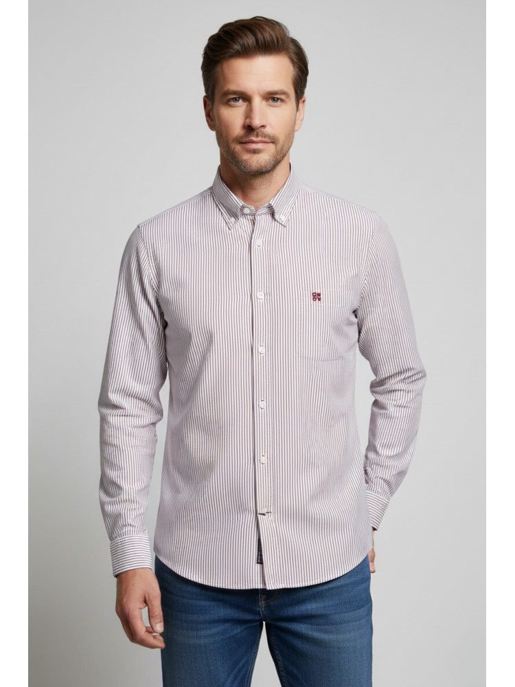 CAMISA RAYAS GRANATE