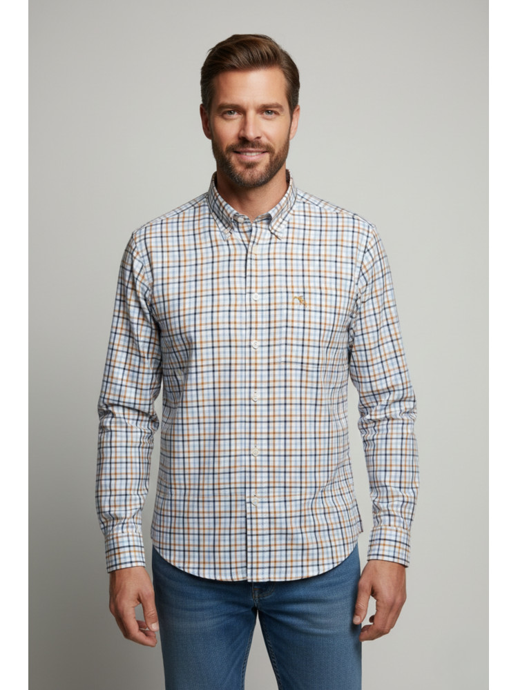 CAMISA CUADRO AZUL-CAMEL