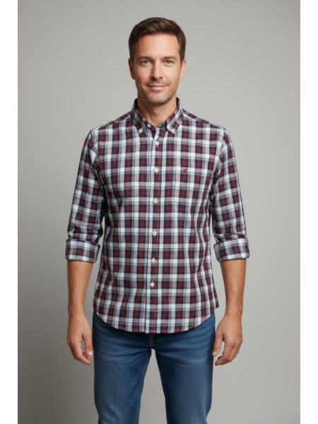 CAMISA CUADROS AZUL-GRANATE