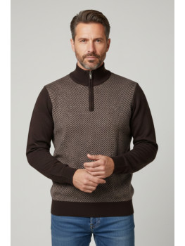 JERSEY CREMALLERA DIBUJO MARRON