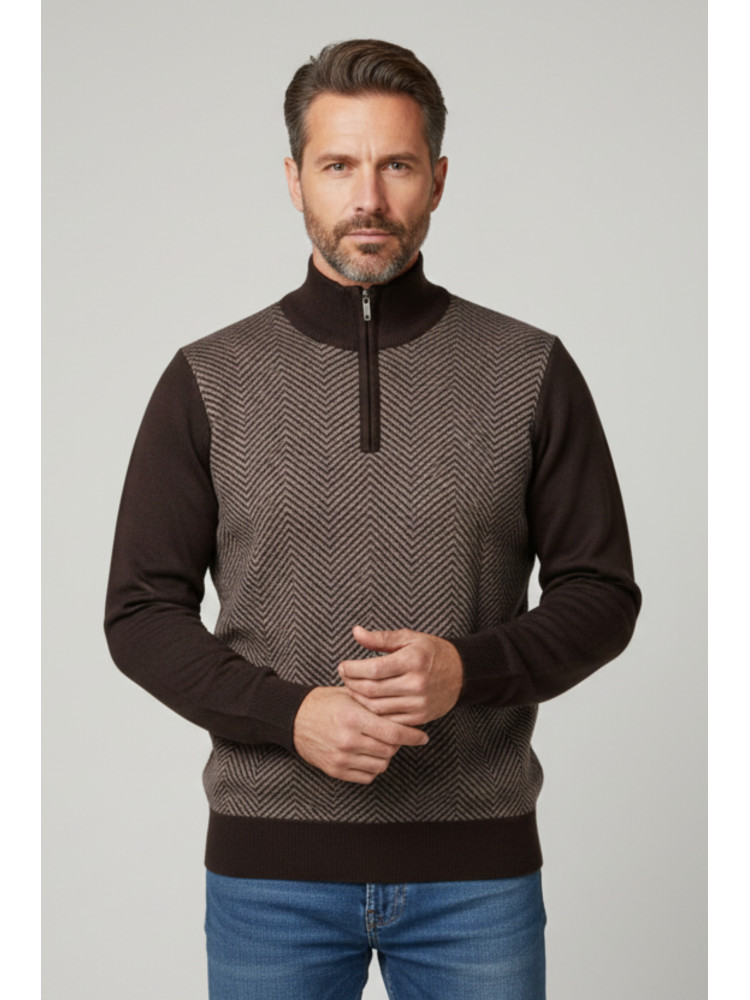 JERSEY CREMALLERA DIBUJO MARRON