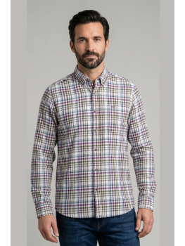 CAMISA CUADROS VERDE MORADO