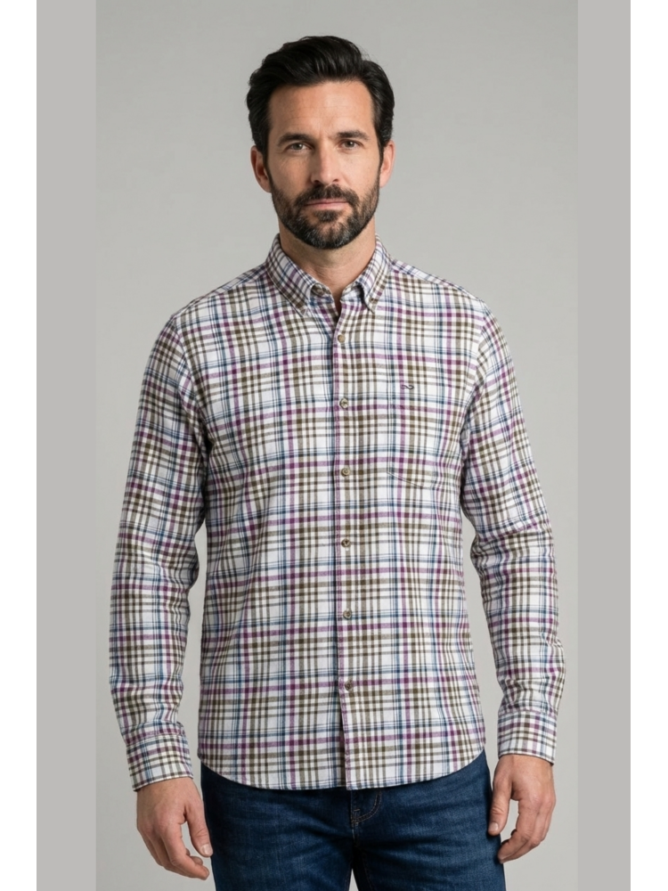 CAMISA CUADROS VERDE MORADO