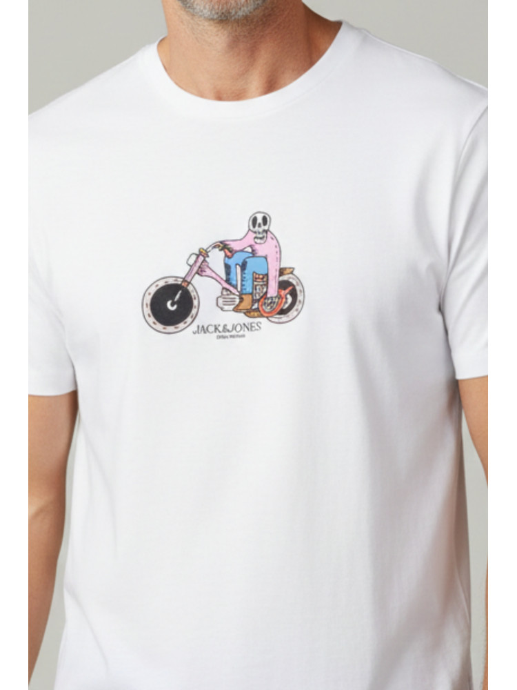 CAMISETA MOTO SKULL BLANCA