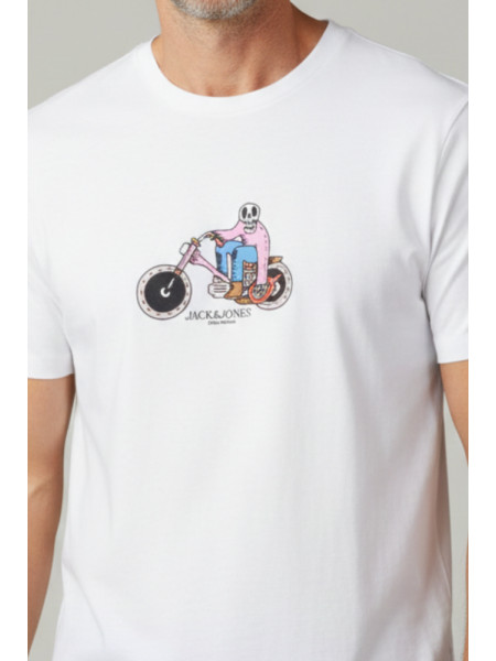 CAMISETA MOTO SKULL BLANCA