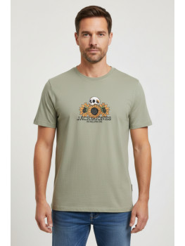 CAMISETA VERDE CALAVERA GIRASOLES