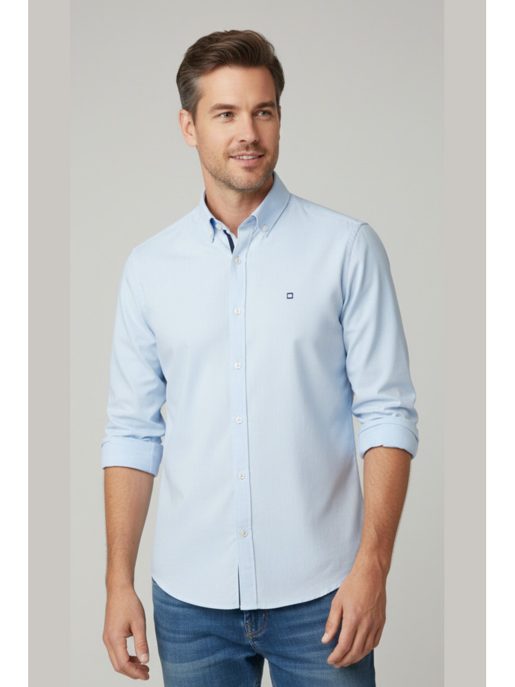 CAMISA CELESTE 100 RAYAS YS