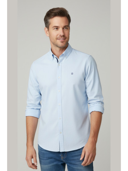 CAMISA CELESTE 100 RAYAS YS