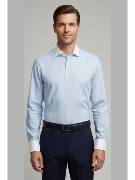 CAMISA CUELLO Y PUÑO BLANCO