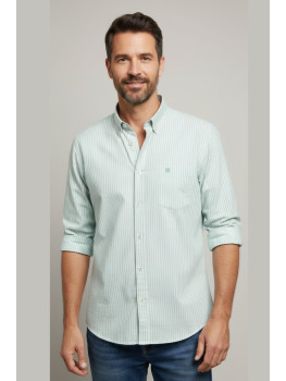 CAMISA RAYAS VERDE AGUA